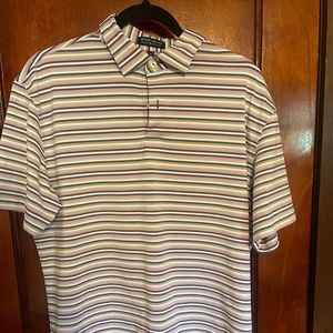 Peter Millar Striped Golf Polo. Crown Crafted Collection size medium.